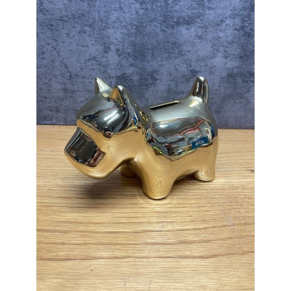 Shiny Gold Dog Coin‎ Bank Shelf Decoration Desk Dog